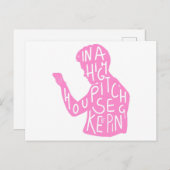 パステルピンクのJJsシルエットハウスキーピング引用文 シーズンポストカード (正面/裏面)