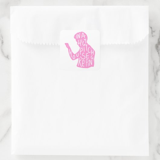 パステルピンクのJJsシルエットハウスキーピング引用文 スクエアシール (バッグ)