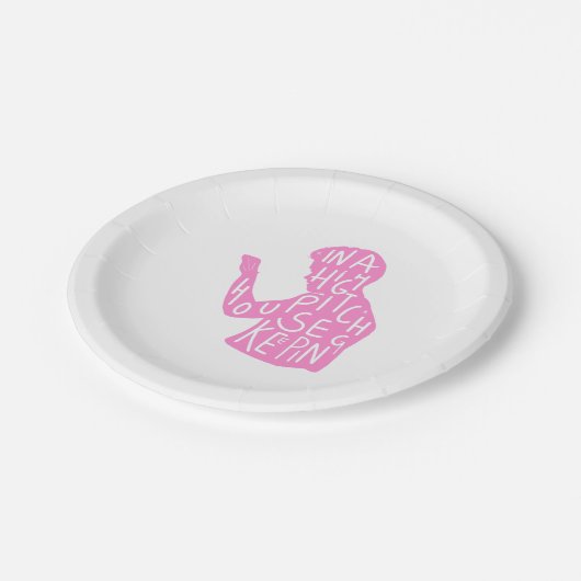パステルピンクのJJsシルエットハウスキーピング引用文 ペーパープレート (アングル)