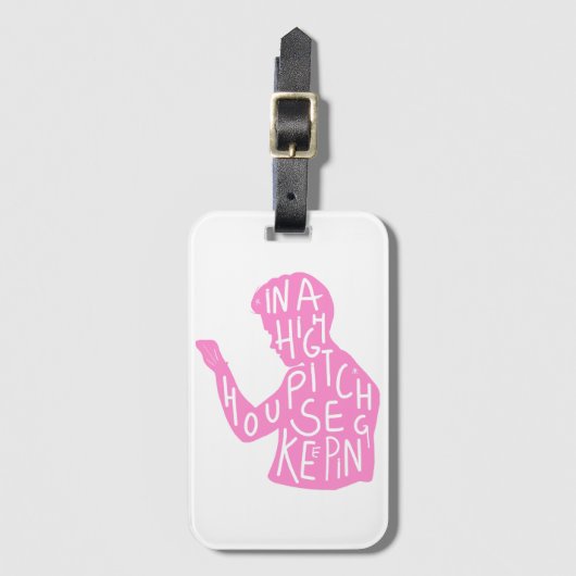 パステルピンクのJJsシルエットハウスキーピング引用文 ラゲッジタグ (正面縦)