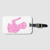 パステルピンクのJJsシルエットハウスキーピング引用文 ラゲッジタグ (正面横)