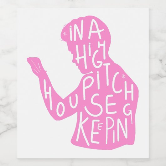 パステルピンクのJJsシルエットハウスキーピング引用文 ワインラベル (シングルラベル)