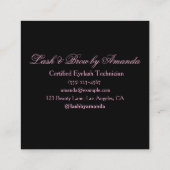 パステルピンクはっきりしたラッシュテ最高のクテクブラック背景 スクエア名刺 (裏面)