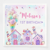 パステルピンクアイスクリームバースデーパーティナプキンス (正面)