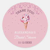パステルピンクアイスクリームブライダルシャワー有難う ラウンドシール (正面)