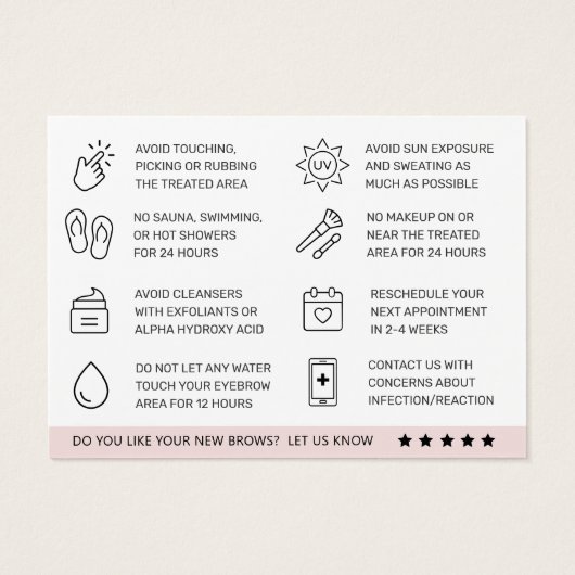 パステルピンクアイブロートアフターケアカード (裏面)