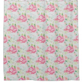 パステルピンクアジサイ植物学 シャワーカーテン (正面)