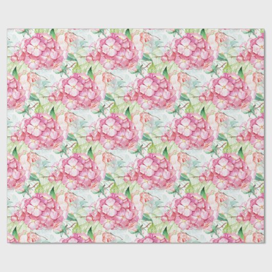 パステルピンクアジサイ植物性デカップクラフトまたは ラッピングペーパー (フラット)