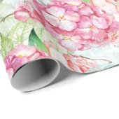 パステルピンクアジサイ植物性デカップクラフトまたは ラッピングペーパー (ロールコーナー)