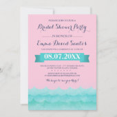 パステルピンクアットシー航海のブライダルシャワー 招待状 (正面)