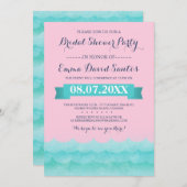 パステルピンクアットシー航海のブライダルシャワー 招待状 (正面/裏面)