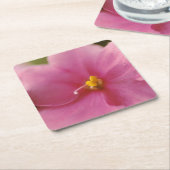 パステルピンクアフリカンバイオレット(Saintpaulia)花 スクエアペーパーコースター (アングル)