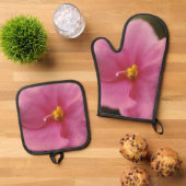 パステルピンクアフリカンバイオレット(Saintpaulia)花 鍋つかみ&鍋敷きセット (トップダウン)