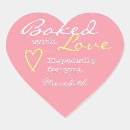 パステルピンクイエローシンプルハートメイドラブシェイプ ハートシール