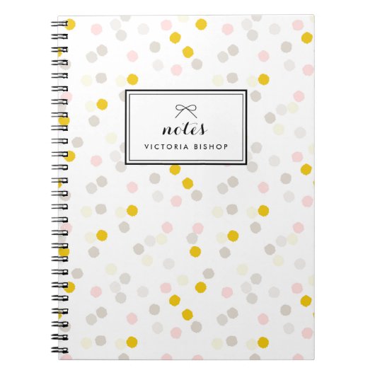 パステルピンクイエロー紙吹雪パターパーソナライズされたン ノートブック (正面)