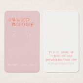 パステルピンクイヤリングジュエリーディスプレイカード (正面&裏面)