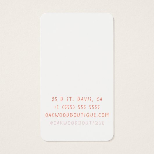 パステルピンクイヤリングジュエリーディスプレイカード (裏面)