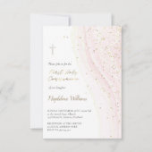 パステルピンクインク及びフェイクグリッター | 第一聖餐式 招待状 (正面)