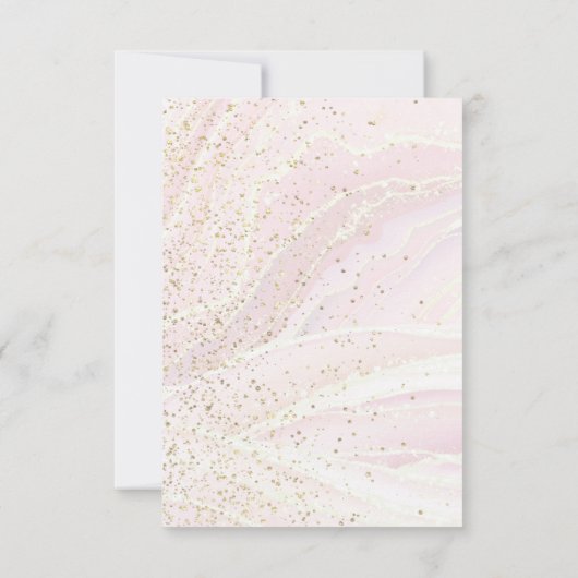 パステルピンクインク及びフェイクグリッター | 第一聖餐式 招待状 (裏面)