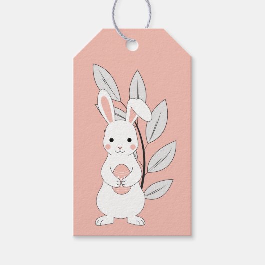 パステルピンクイースターバニーギフトラベル ギフトタグ (正面)