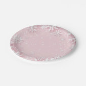 パステルピンクウィンターワンダーランドスノーフレーク ペーパープレート (アングル)