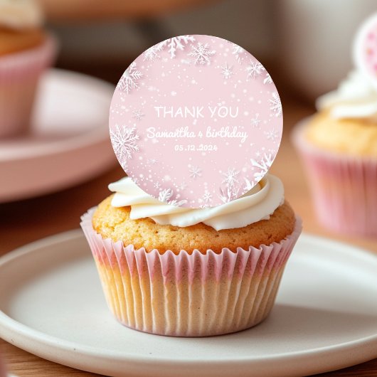 パステルピンクウィンターワンダーランドスノーフレーク ラウンドシール