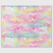 パステルピンクウォーターカラーインクア絵を描ート ラッピングペーパー (フラット)