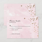 パステルピンクウォーターカラーウェディングRSVPカード 出欠カード (正面/裏面)