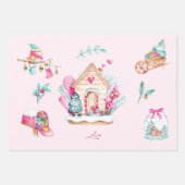 パステルピンクウォーターカラークリスマス ラッピングペーパーシート (正面)