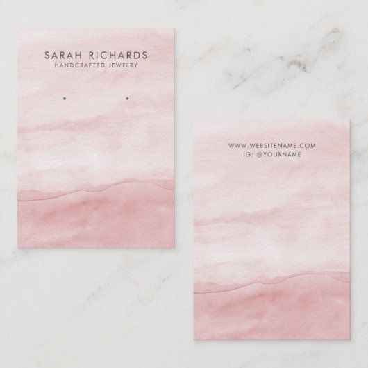パステルピンクウォーターカラージュエリーイヤリングディスプレイ 名刺 (正面/裏面)