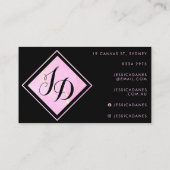 パステルピンクウォーターカラーブラックダイヤモンドモノグラム 名刺 (裏面)