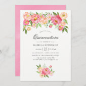 パステルピンクウォーターカラープニーズキンセアニラ 招待状 (正面/裏面)