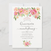 パステルピンクウォーターカラープニーズキンセアニラ 招待状 (正面)