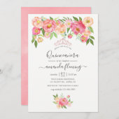 パステルピンクウォーターカラープニーズキンセアニラ 招待状 (正面/裏面)