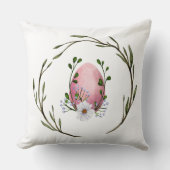 パステルピンクウォーターカラー卵フローラリースイースター クッション (正面)