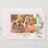 パステルピンクエアリー伝統的フスタイリッシュァミリ写真 カード (正面)