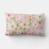 パステルピンクエレガントフローラルパターン装飾用クッション ランバークッション (裏面)