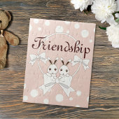 パステルピンクオフホワイトリボンかわいいツインバニーキッズ ジグソーパズル