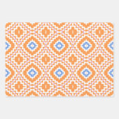 パステルピンクオレンジモロッコジオメトリックパターン ラッピングペーパーシート (正面2)
