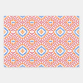 パステルピンクオレンジモロッコジオメトリックパターン ラッピングペーパーシート (正面)