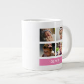 パステルピンクカスタムフォト-パーソナライズされた Pastel Pink Photo ジャンボコーヒーマグカップ (正面右)