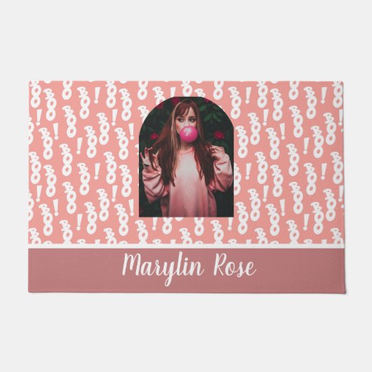 パステルピンクカスタム色ハロウィンブー ドアマット (正面)