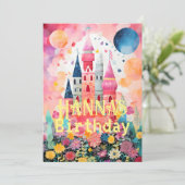 パステルピンクカラフルマジカルキャッスル 招待状 (スタンド正面)