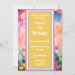 パステルピンクカラフルマジカルキャッスル 招待状