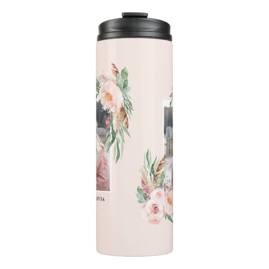 パステルピンクガーリーのフローラエレガント写真 タンブラー (正面)