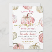 パステルピンクガールパンプキンベビーシャワー 招待状 (正面)