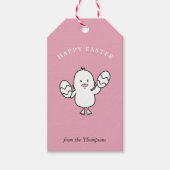 パステルピンクキュートイースターシック&エッグスイラストレーション ギフトタグ (正面)