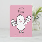 パステルピンクキュートイースターシック&エッグスイラストレーション シーズンカード (スタンド正面)