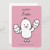 パステルピンクキュートイースターシック&エッグスイラストレーション シーズンカード (正面/裏面)