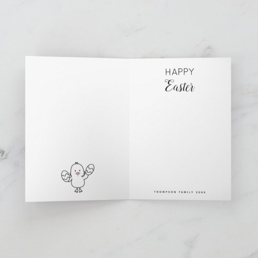 パステルピンクキュートイースターシック&エッグスイラストレーション シーズンカード (内部)